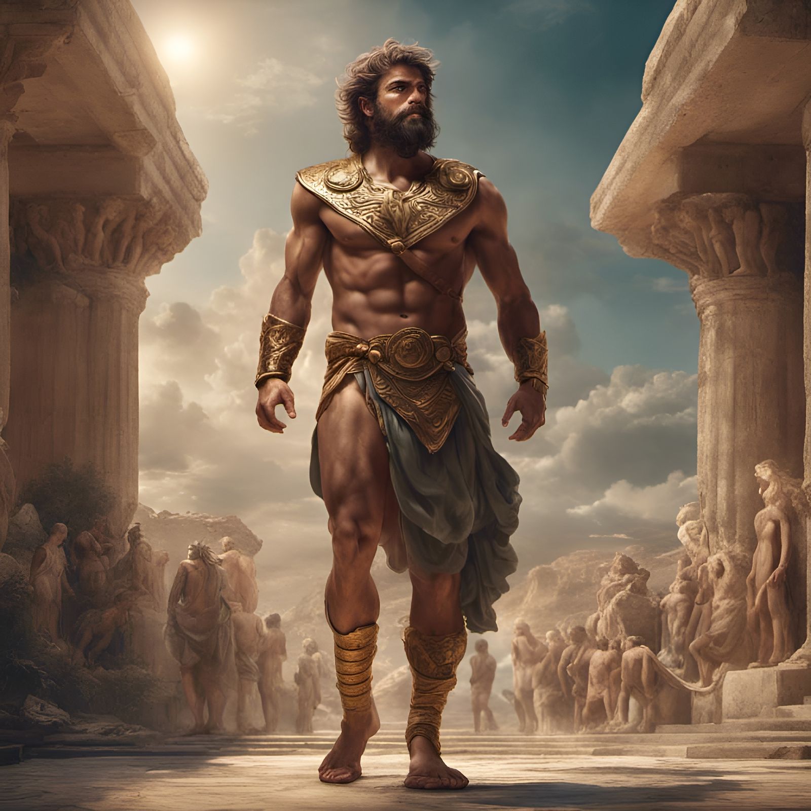 Heracles, Greek God in Ancient Greece: Digital Matte Paintin...