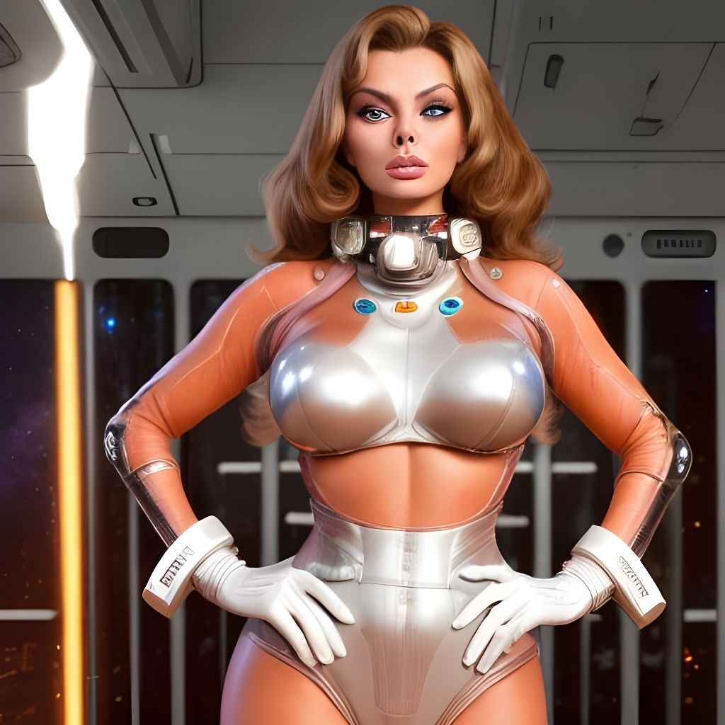 Retro Sci-Fi Space Explorer in Polychromatic Style