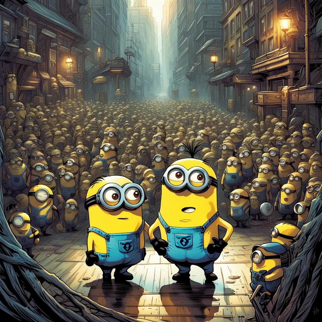 Minions in Comic Book Art Style