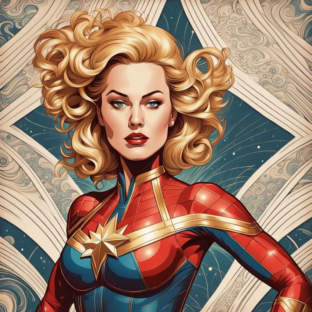 Captain Marvel Vintage Pinup Illustration