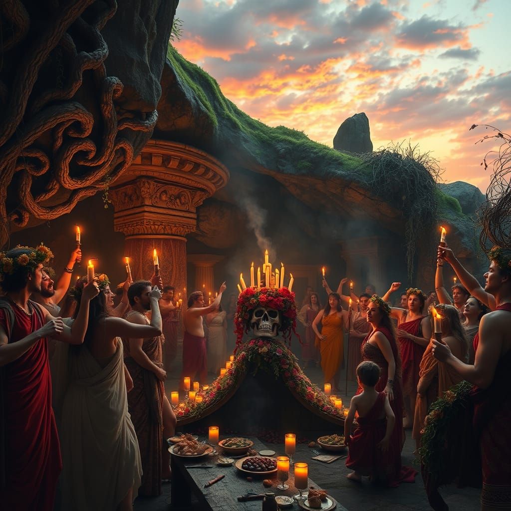Surreal Pagan Festival Unfolds Outside Ancient Cave in Fiery...