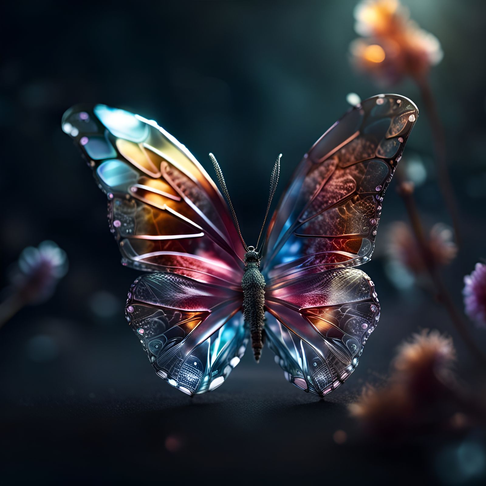 Delicate Crystal Butterfly in Realistic 4K