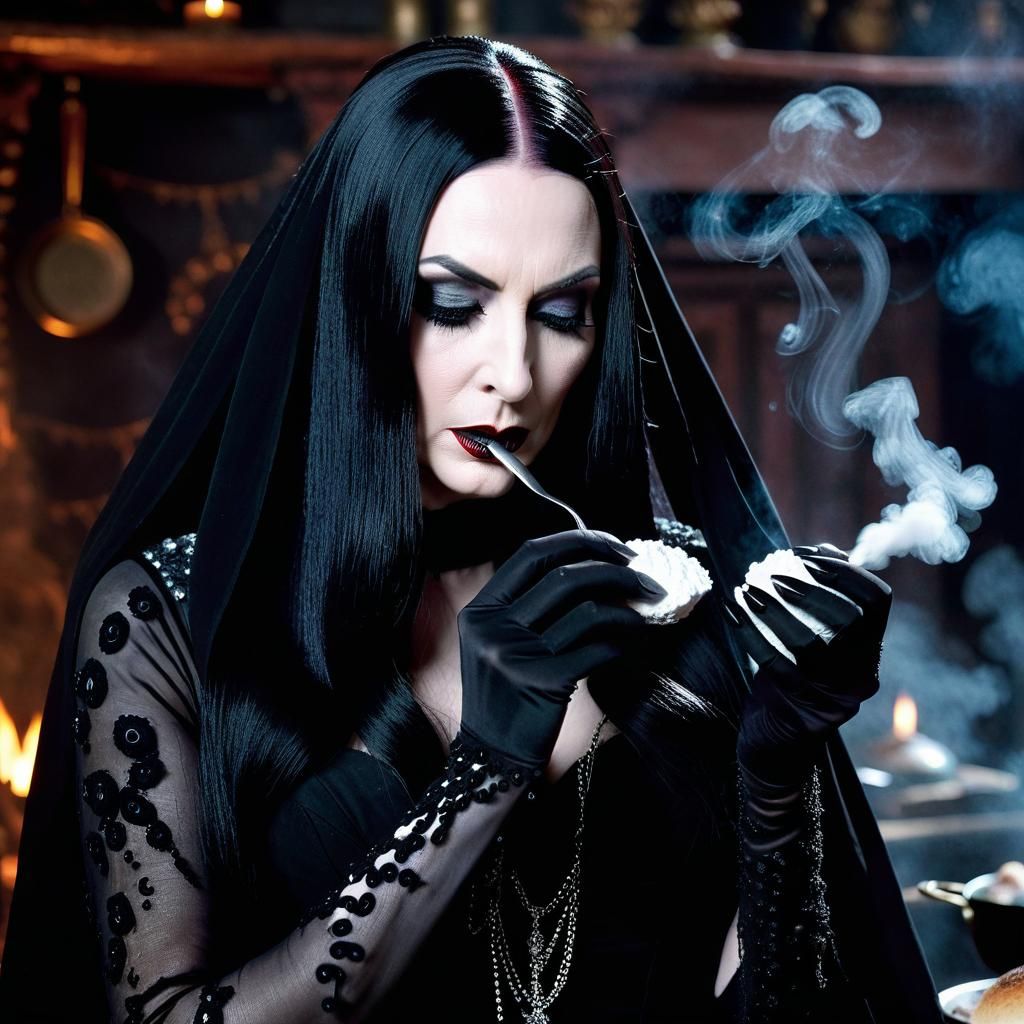 Gothic Steampunk Morticia Addams Portrait