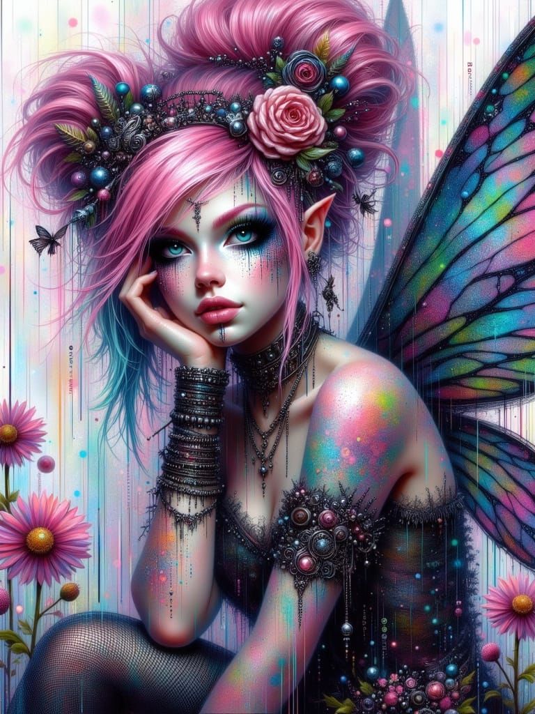 Gothic Fairy in Fairy Punk Digital Glitch Art