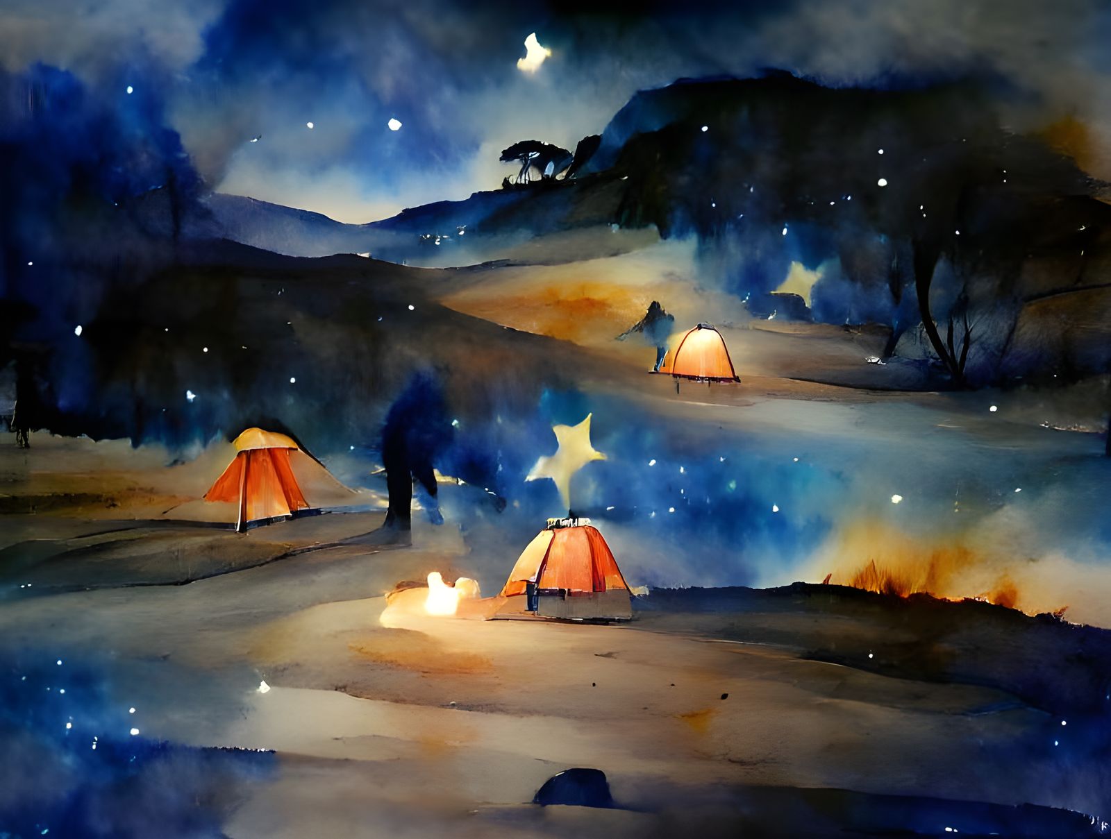 Starlit Camping Scene: A Night Under the Stars
