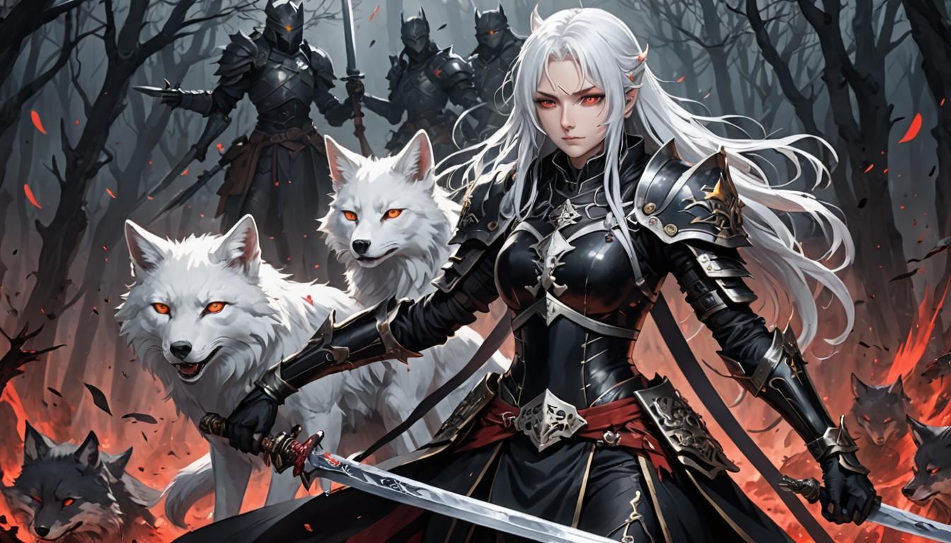 Fierce Woman Warrior Leading Valkyrie Army in Anime Style
