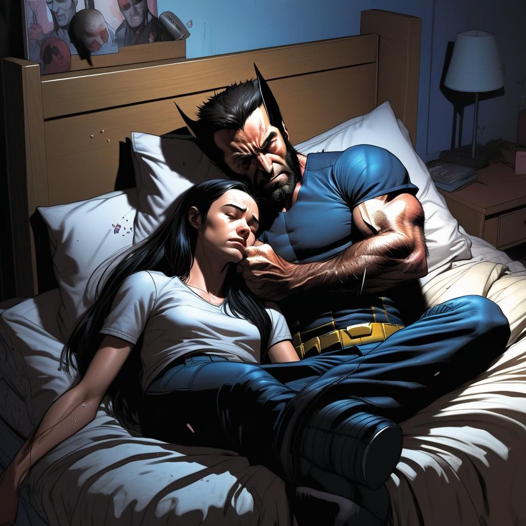 Wolverine Comforts X-23 After Nightmare in Photorealistic St...
