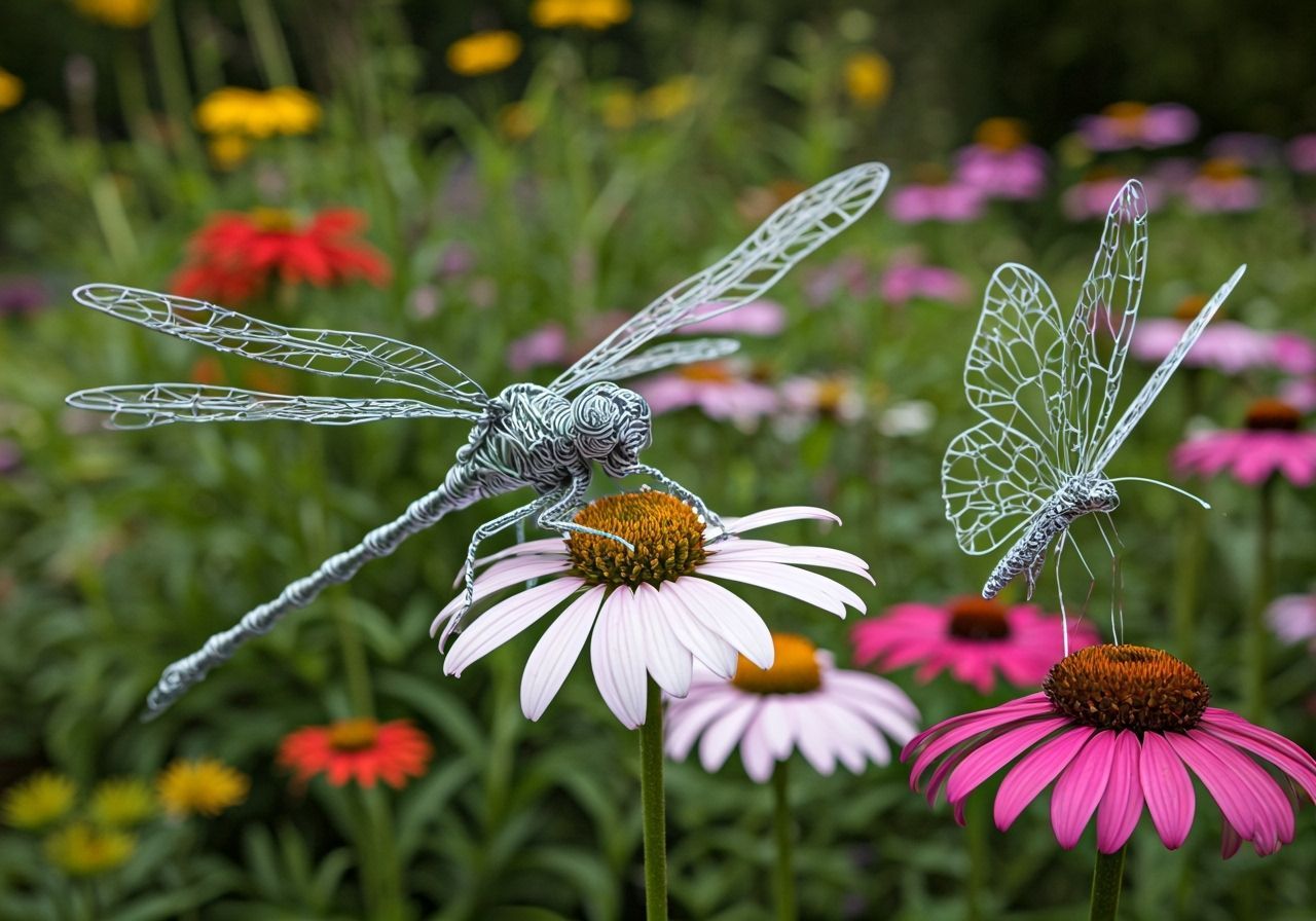 Photorealistic Wire Sculptures of Dragonflies and Butterflie...