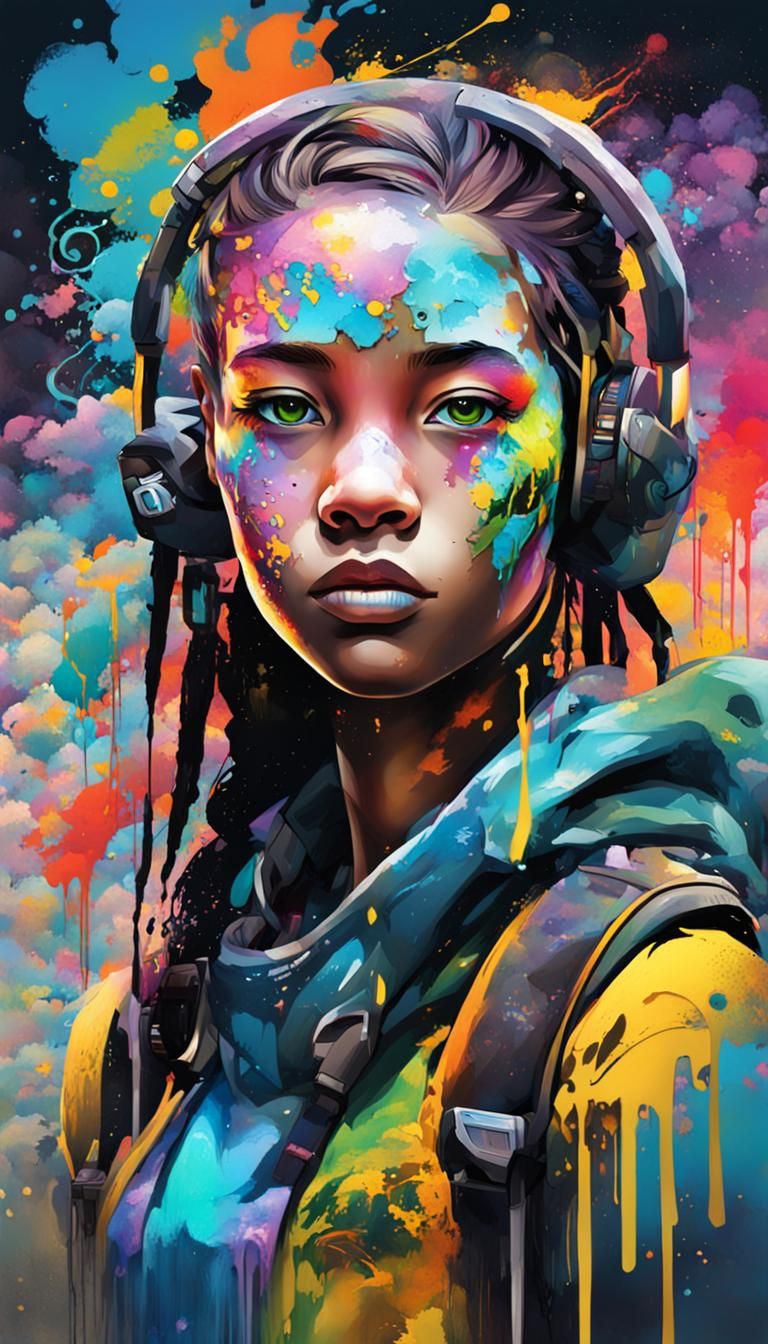 Colorful Graffiti Avatar Girl in Street Art Style
