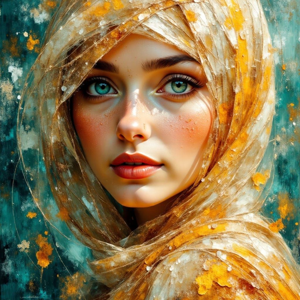 Bedouin Woman Portrait in Hyperdetailed Oil Painting