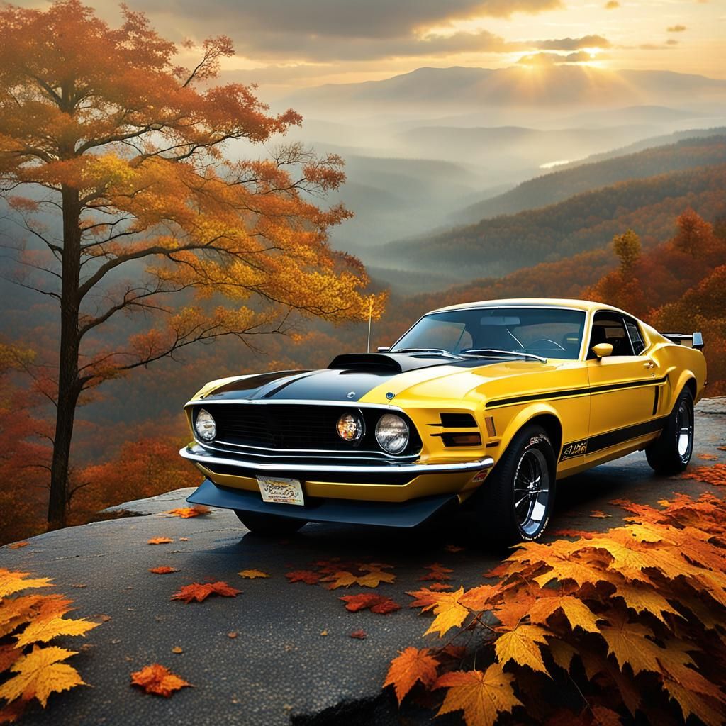 Ford Mustang in Appalachian Mountains, Matte Painting