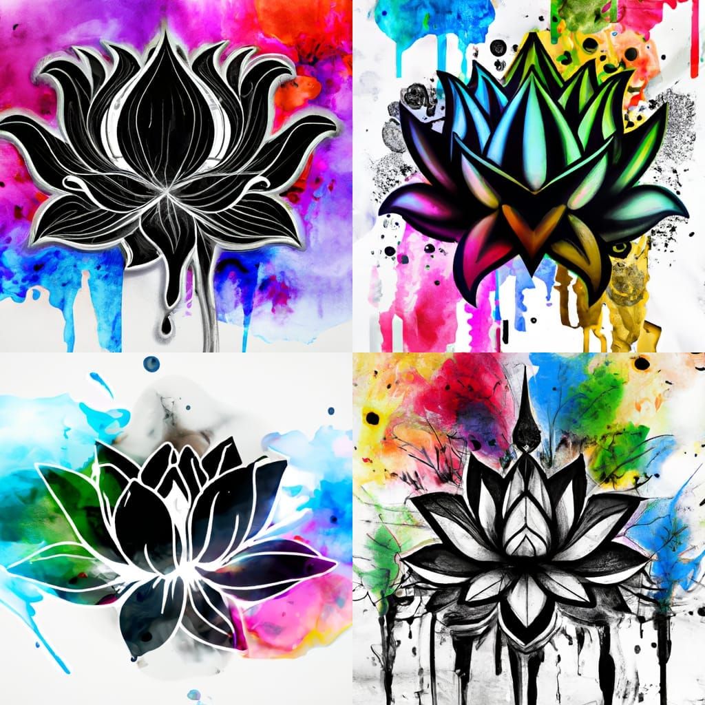 Colorful Lotus Flower with Graffiti Art Elements