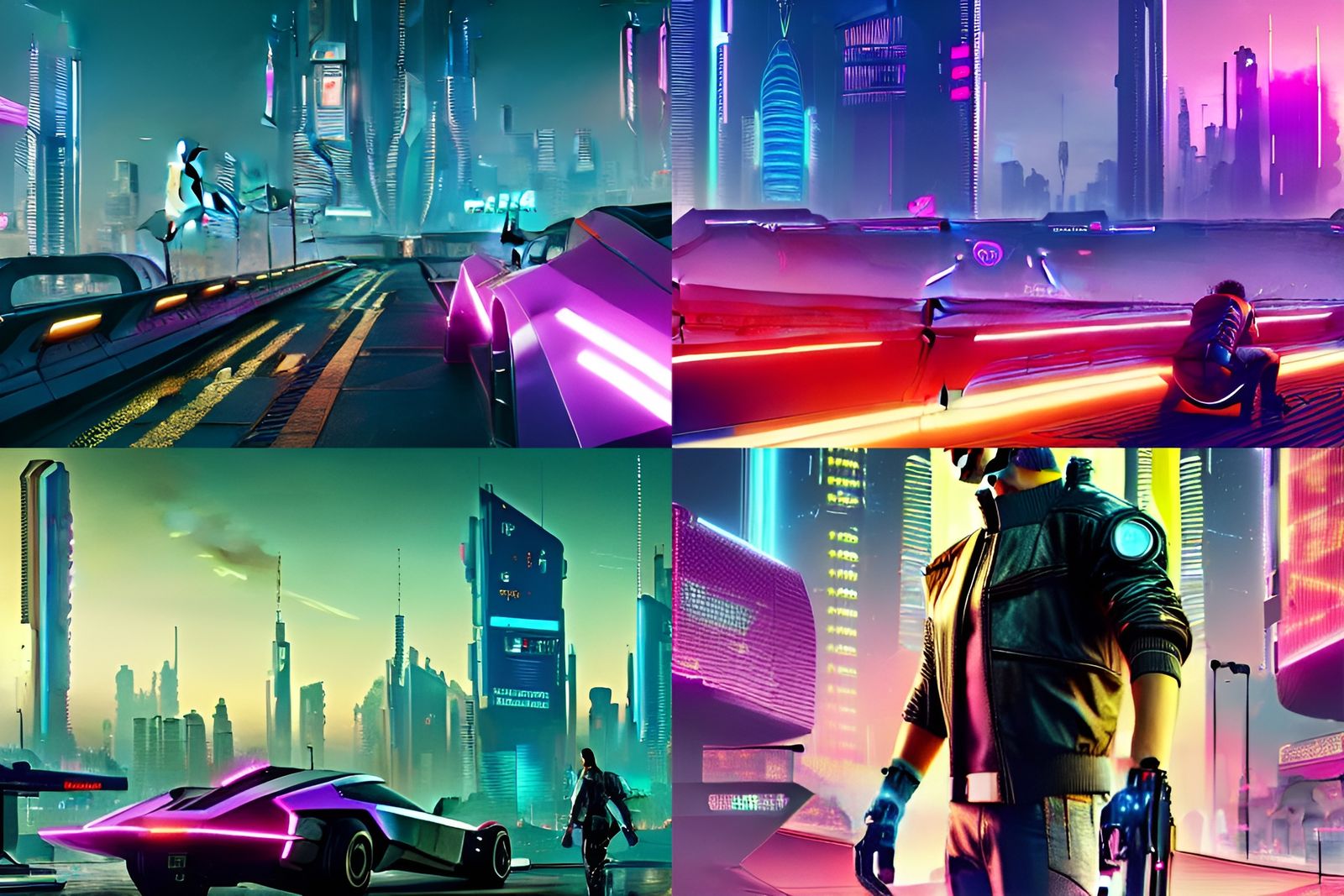 Futuristic Cityscape in Cyberpunk Style