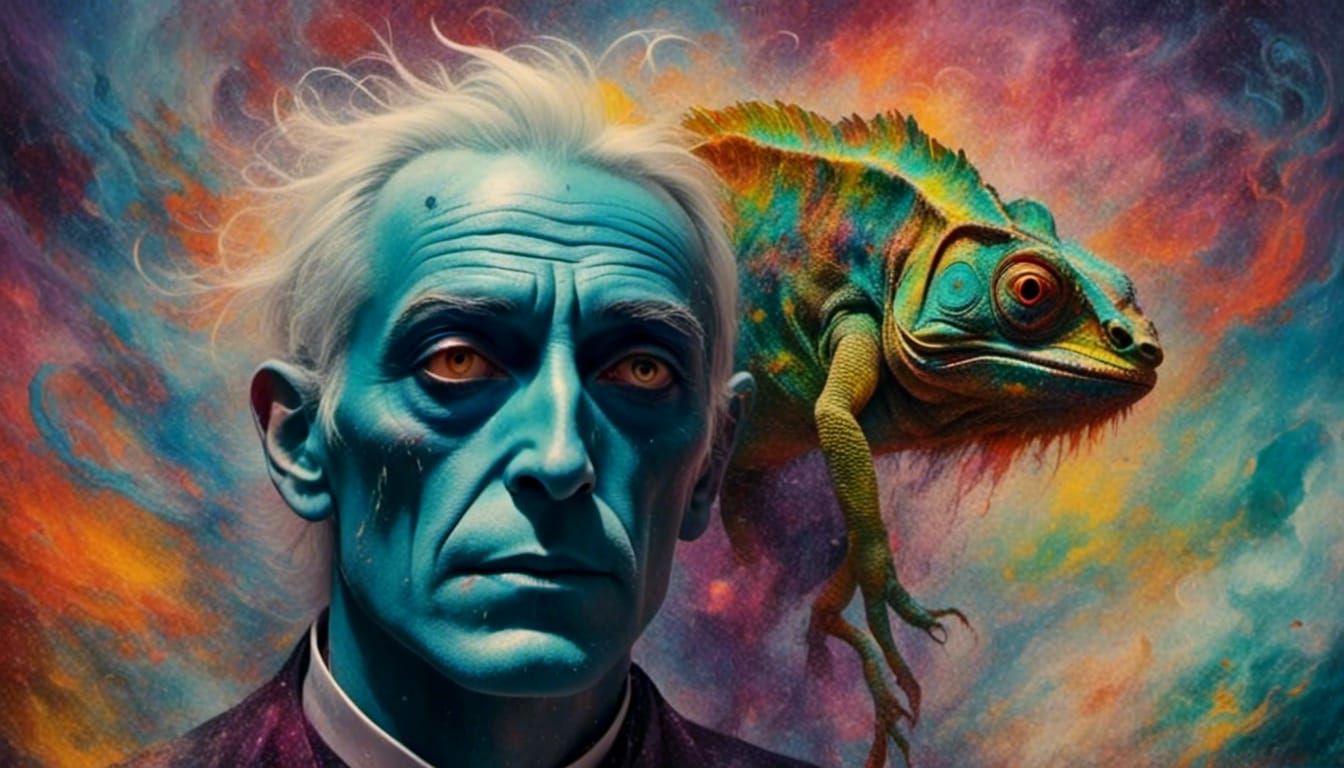 Surreal Chameleon Melts into Dreamlike Canvas