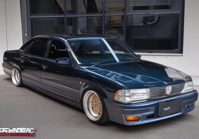 Slammed Car with Gold Wheels and Splitter