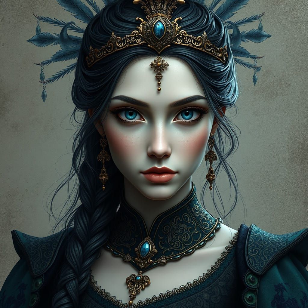 Regal Fantasy Princess in Luxurious Illuminated Style