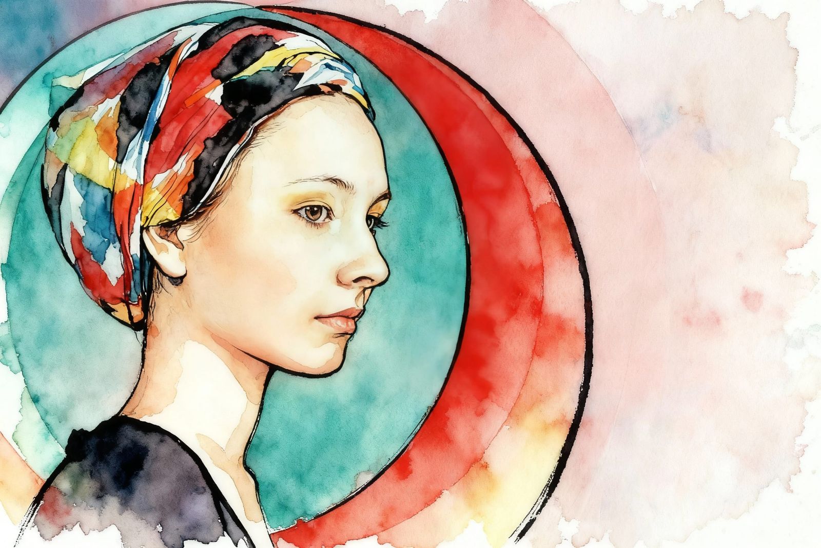 Bold Watercolor Painting of a Woman