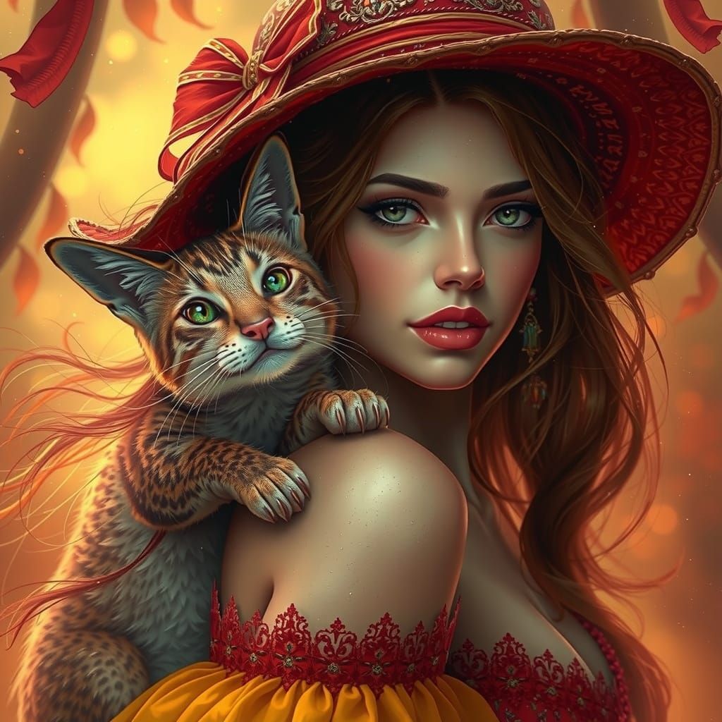 Ethereal Girl with Companion in Vibrant Scene