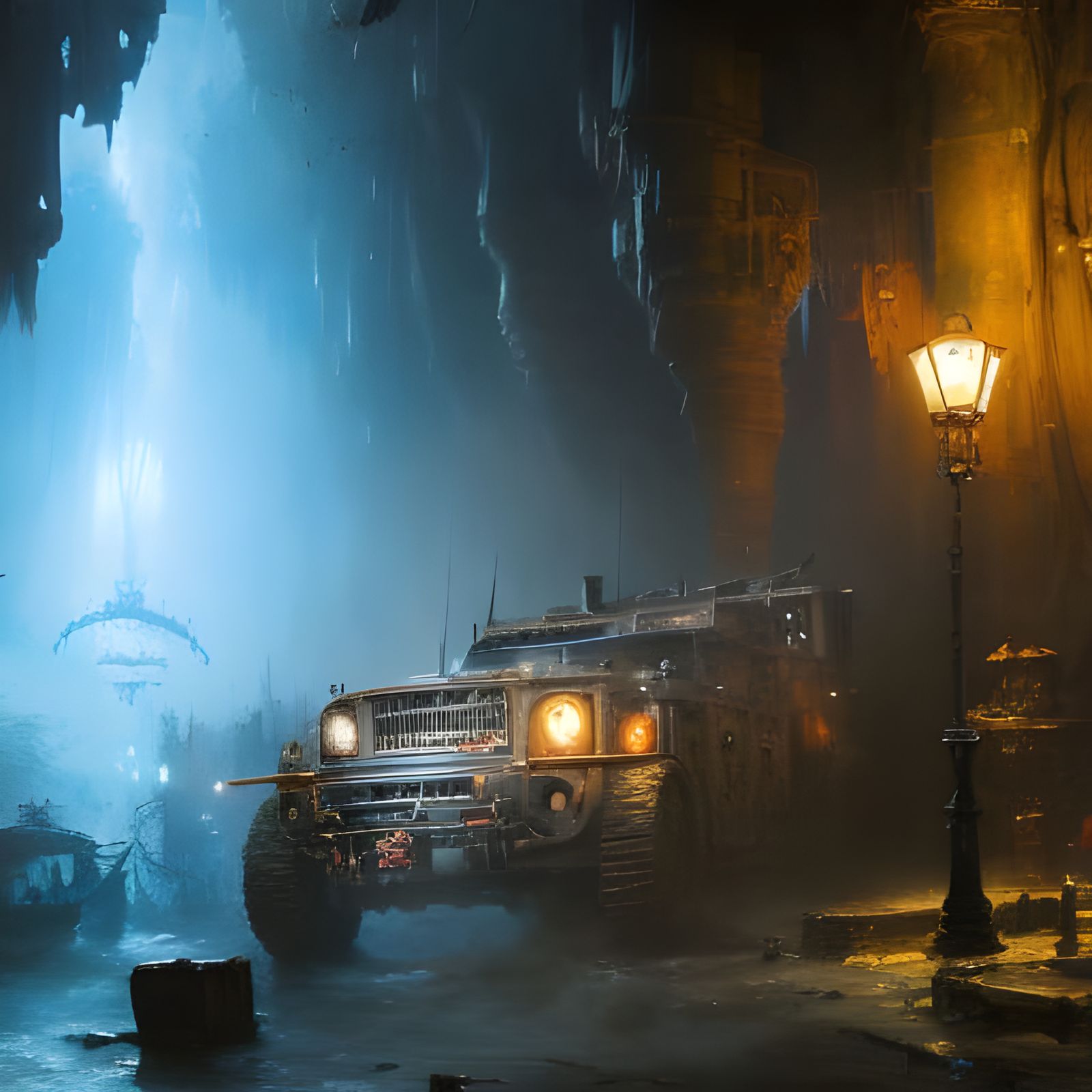 Dark Cave Lit by Torches in Speedpaint Style