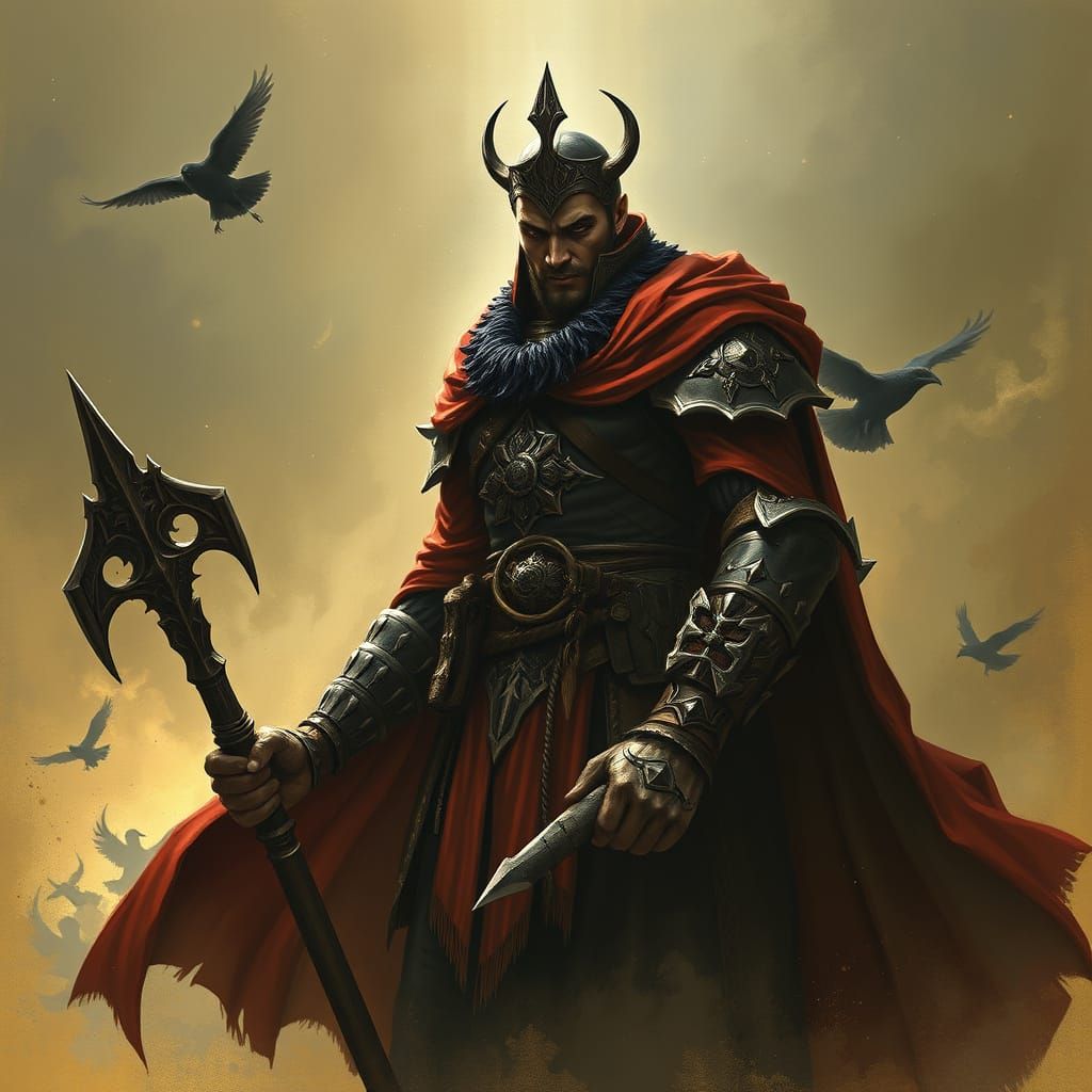 Visionary Ruler of Noxus in Dark Cyberpunk Style