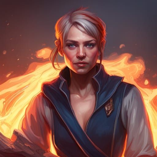 Campfire Portrait in Hyperdetailed Art Nouveau Style