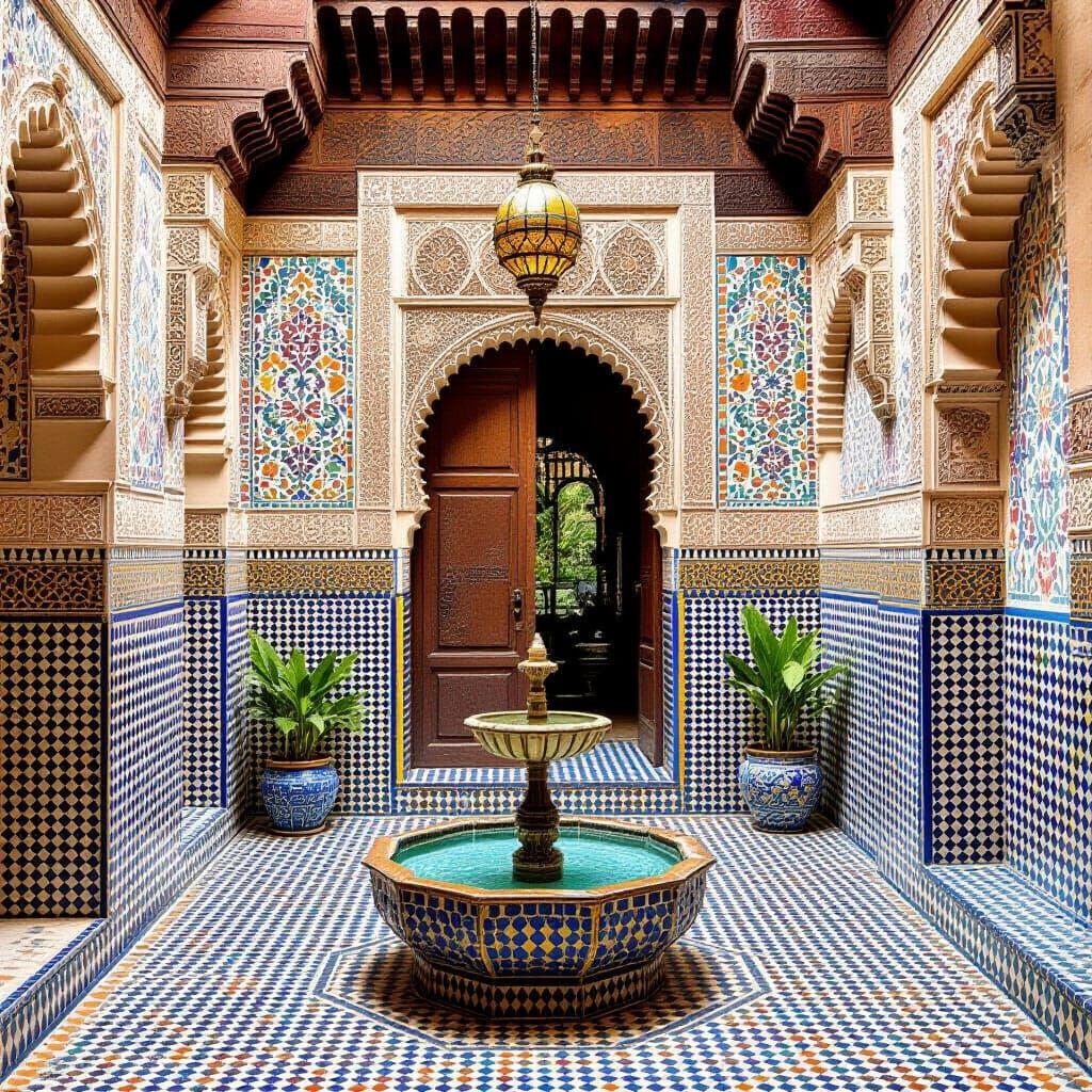 Colorful Mosaics in Tunisian Architecture, Abstract Art