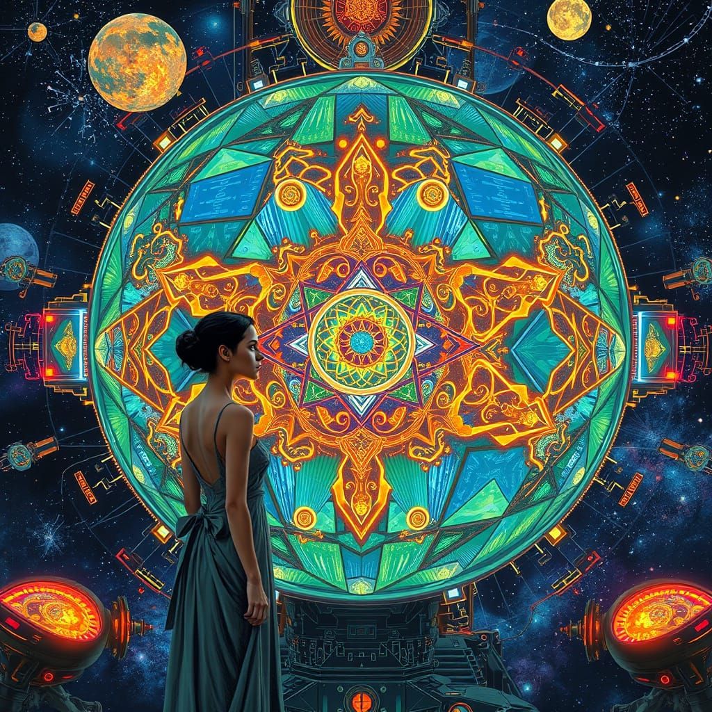 Gustav Klimt-Inspired Cosmic Goddess with Temporal Recalibra...