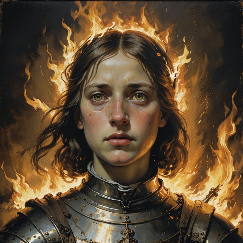 Joan of Arc Portrait in Rembrandt Style