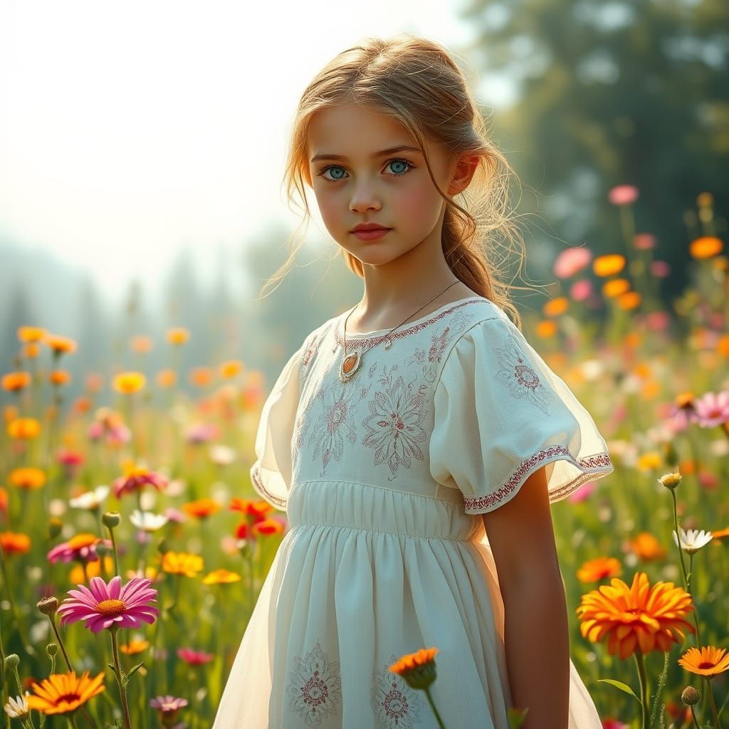 Enchanting Lina in a Vibrant Meadow