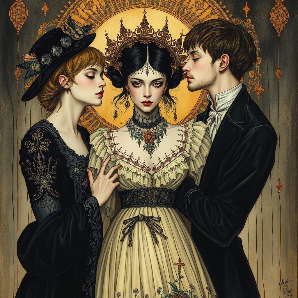 Stunning Art Nouveau Landscape in Moody Watercolors