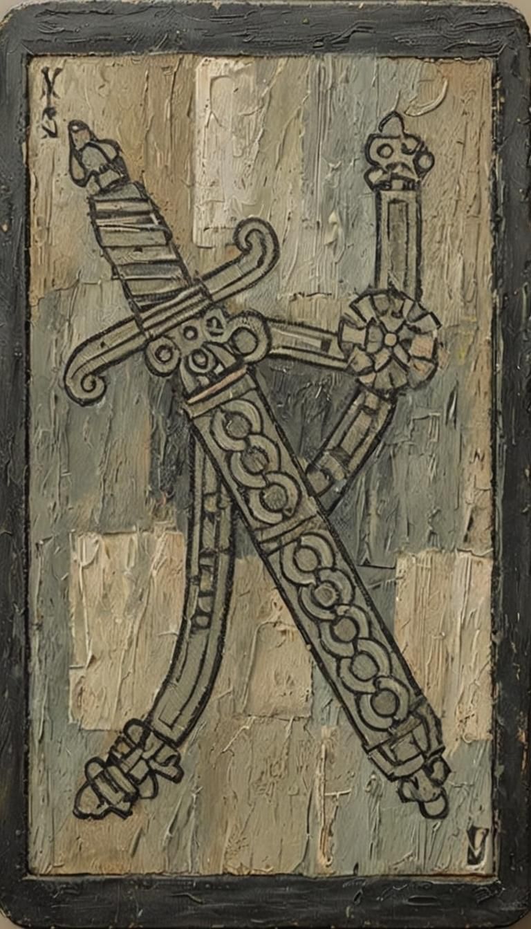 Geometric Playing Card in Cubist Oil Painting