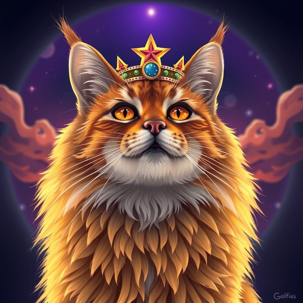 Majestic Cat Dominates a Regal Landscape