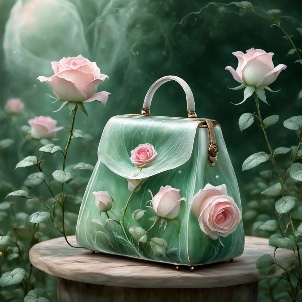 Luminous Spider Silk Rose with Dewdrop in Ethereal Mist