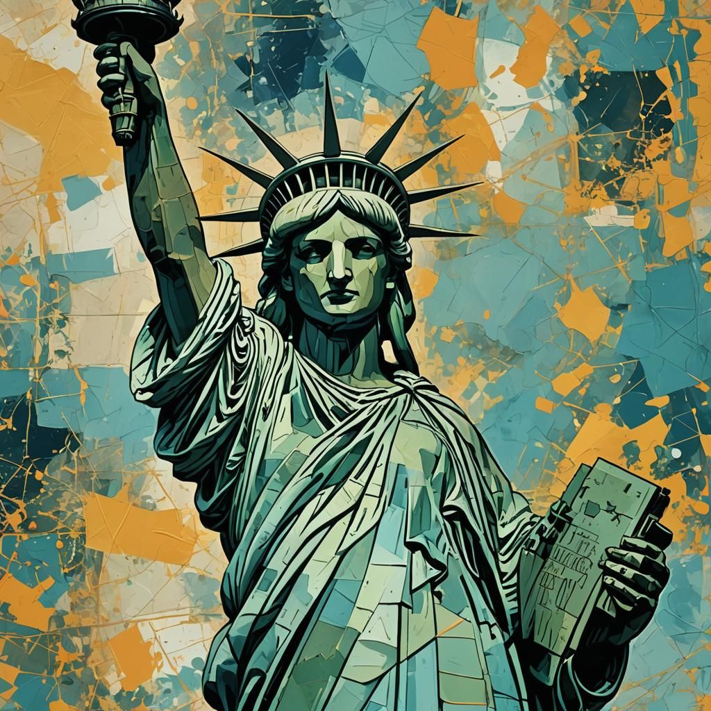 Abstract Statue of Liberty with Complementary Colors