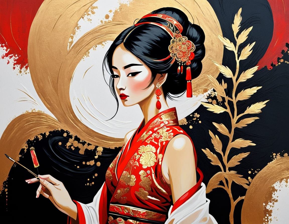 Series - no 5 - Between Moon and Silk: Golden Whispers 🌙✨