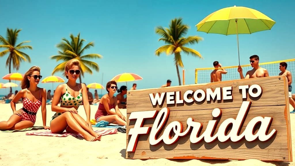 Vintage Florida Travel Poster in Photorealistic Style