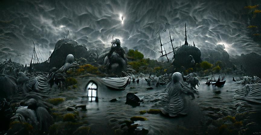 Dramatic Fantasy Landscape with Stormy Sky
