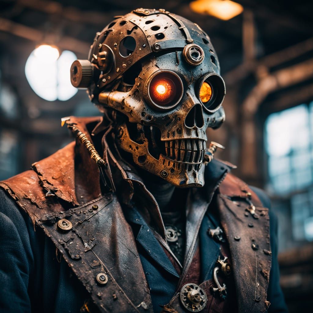 Steampunk Pirate Animatronic in Industrial Vintage Aesthetic