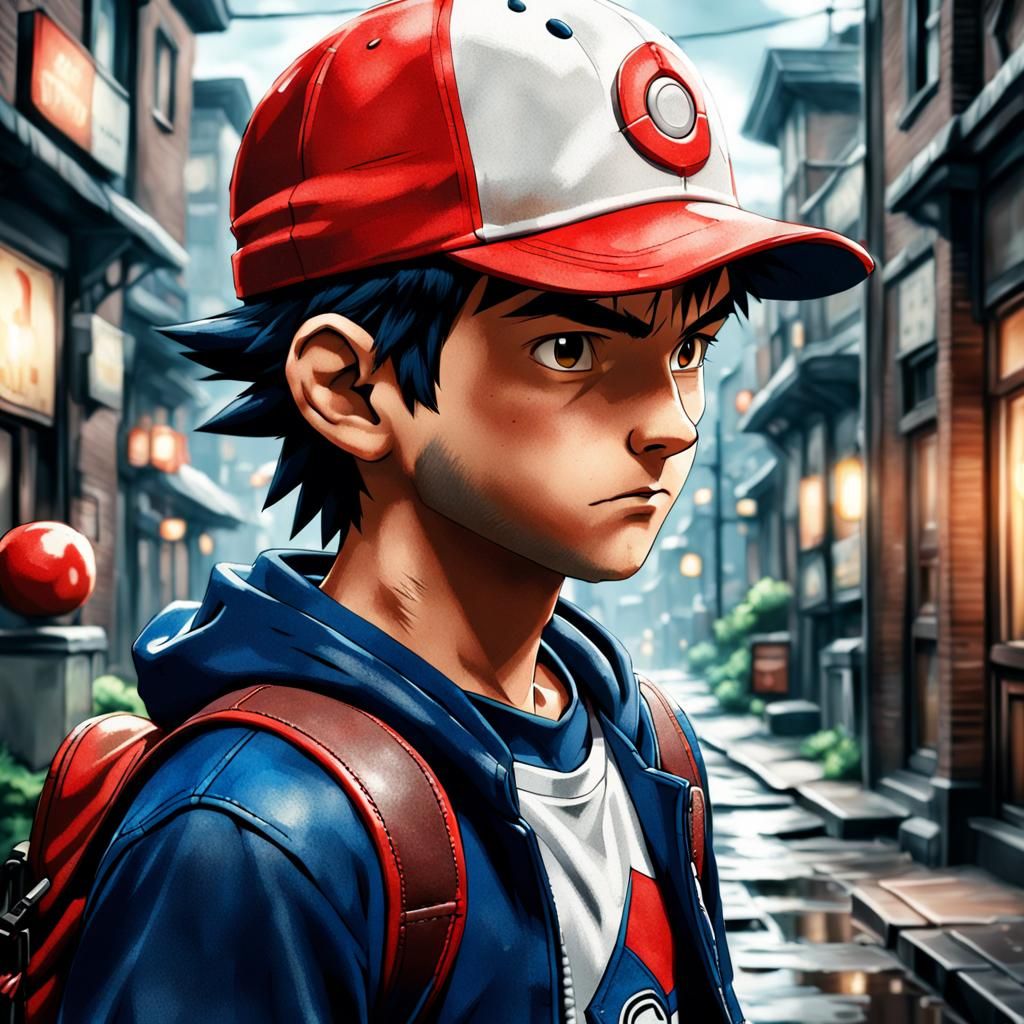 Hyperrealistic Portrait of Ash Ketchum