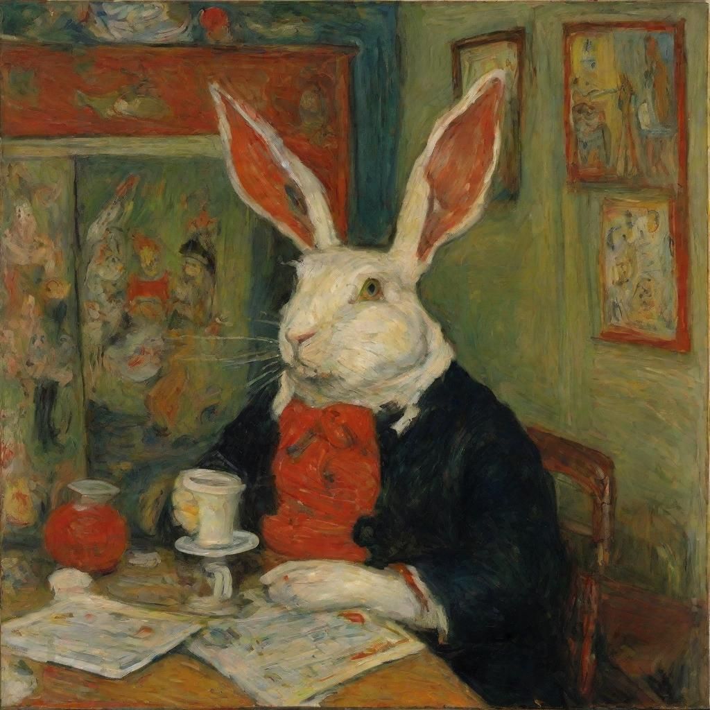 Rabbit with Broken Telephone: Expressionist Art