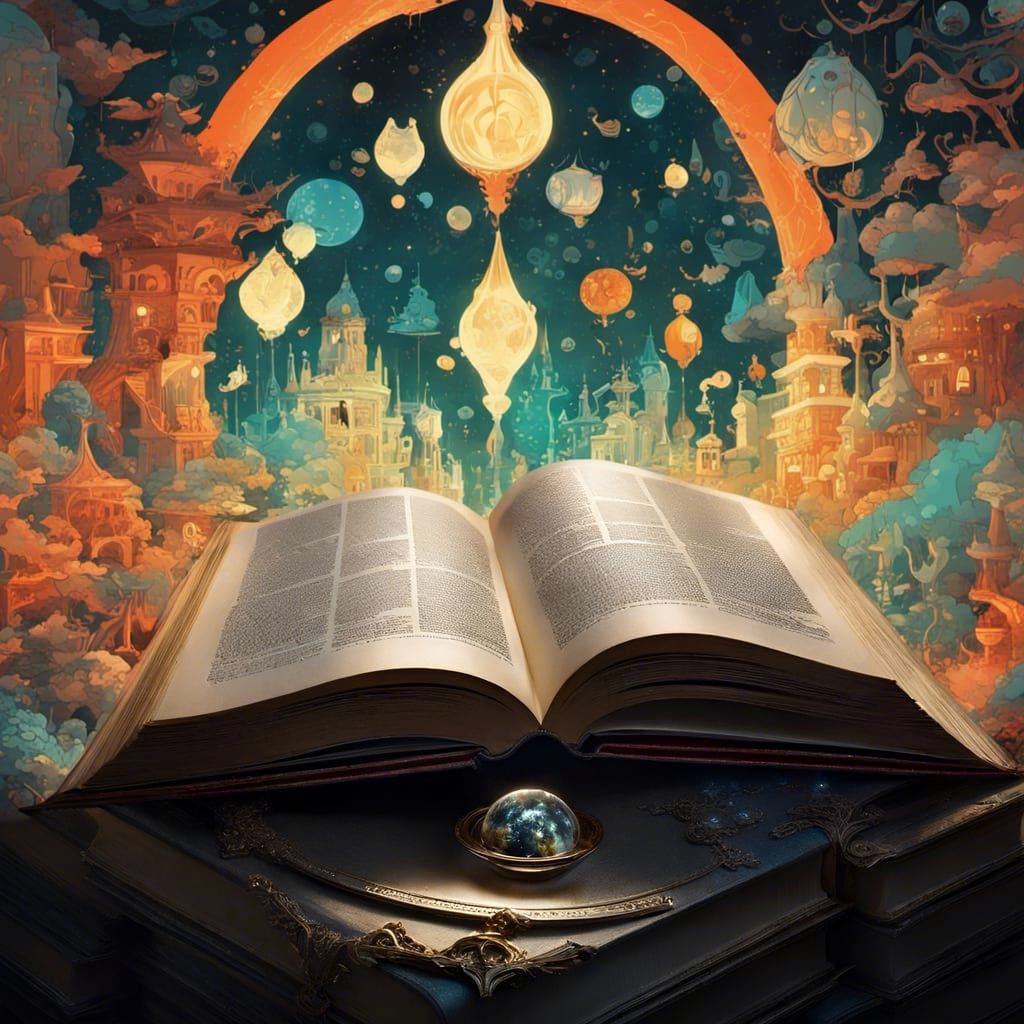 Magical Workshop with Open Spell Book in Vibrant Colors