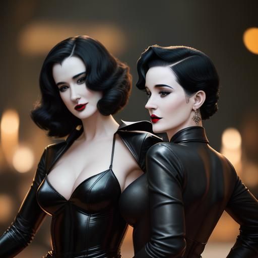 Robyn Dominique and Dita Von Teese in Leather