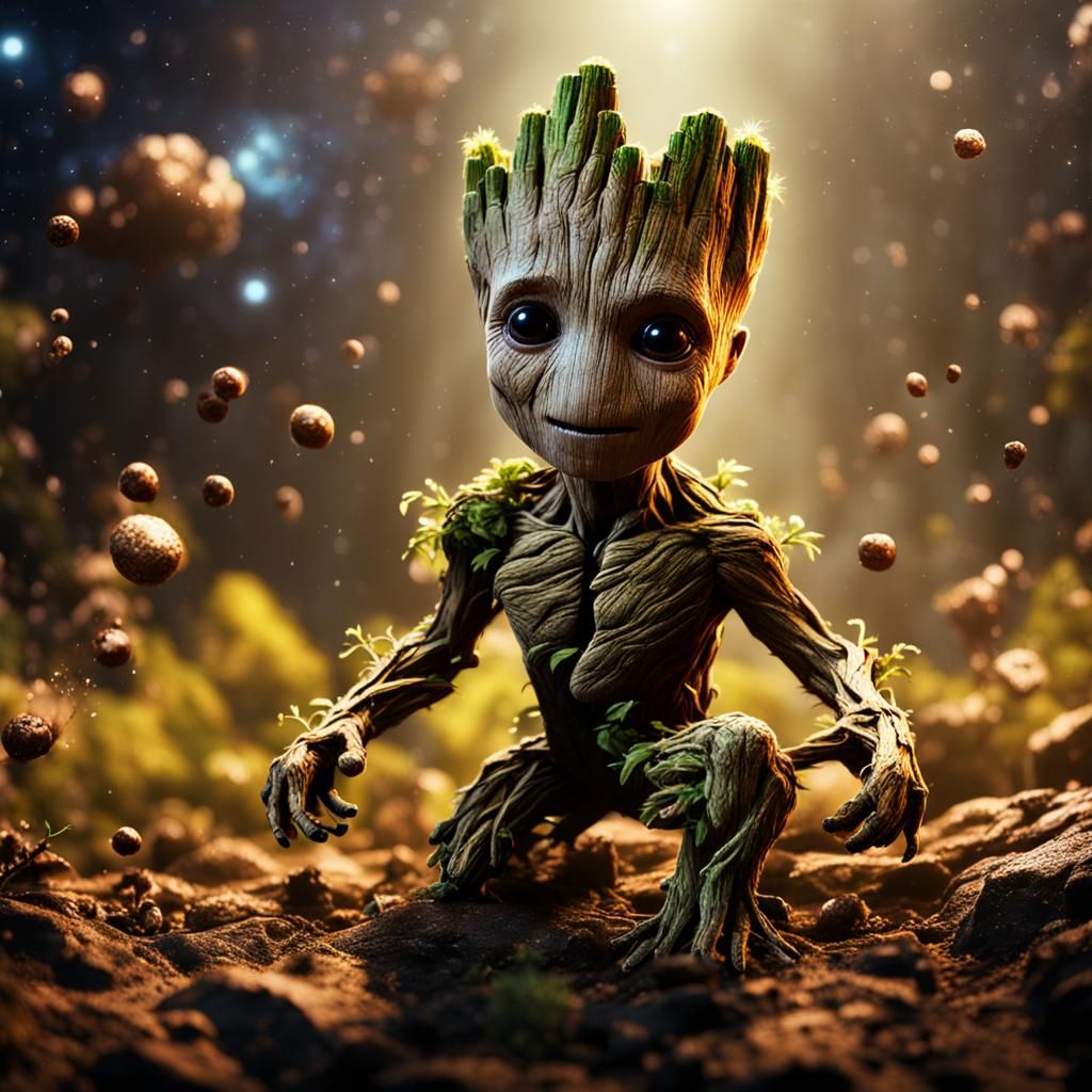 Baby Groot in a Fantastical Galaxy