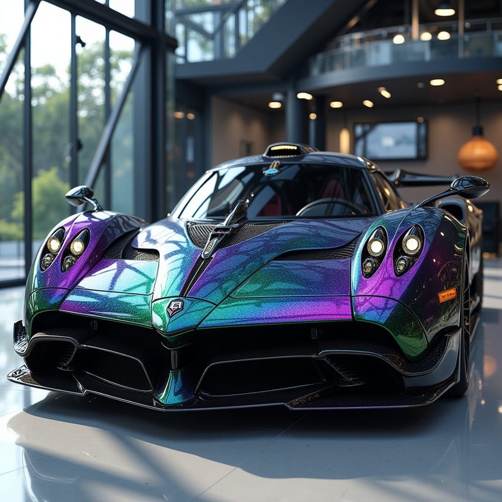 Iridescent Pagani Zonda in Showroom