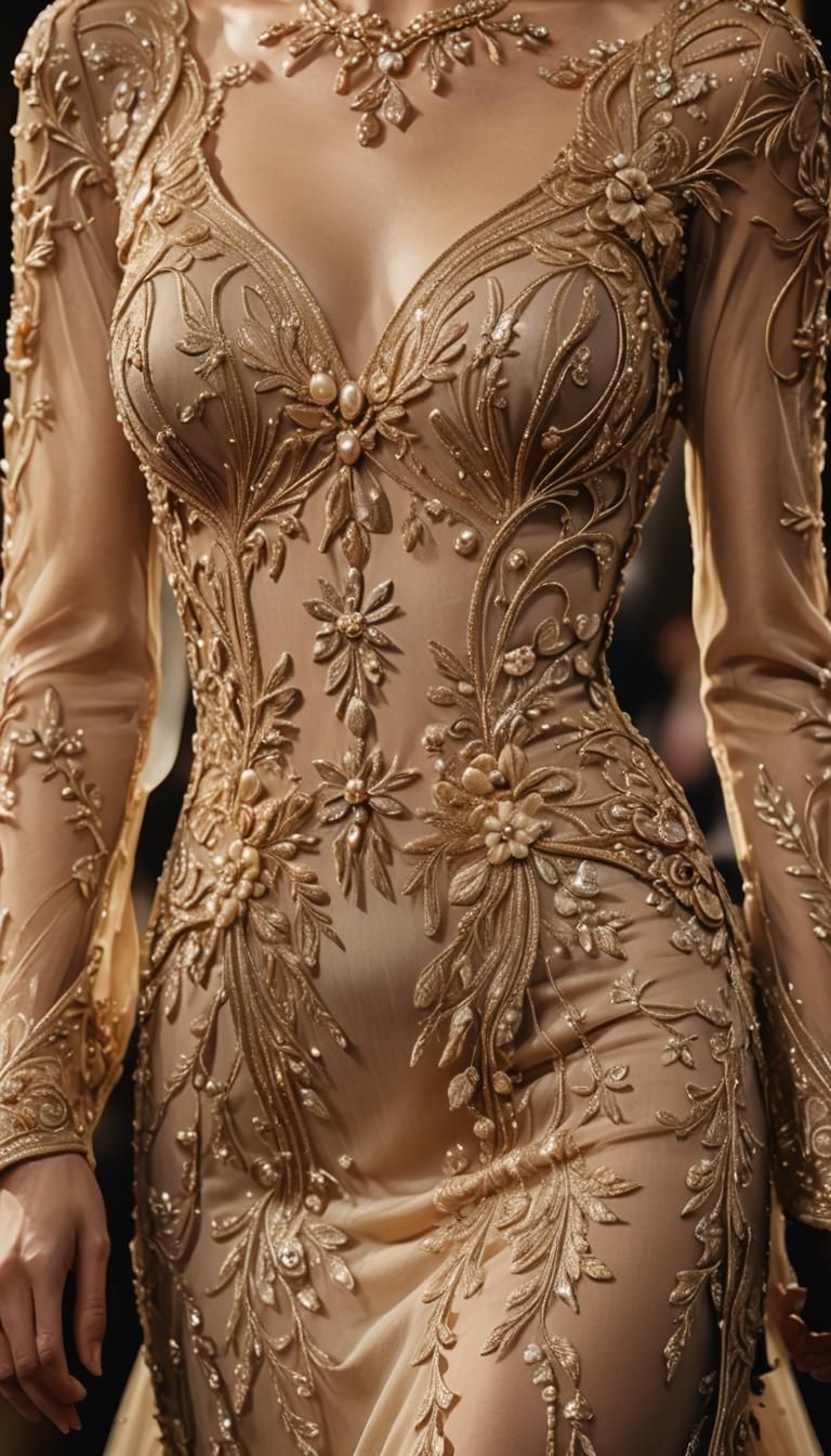 Art Nouveau Evening Gown: Haute Couture Fashion