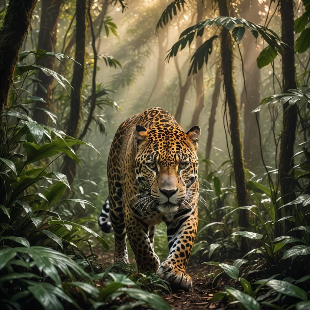 Jaguar in Jungle: Hyperrealistic Wildlife Photography
