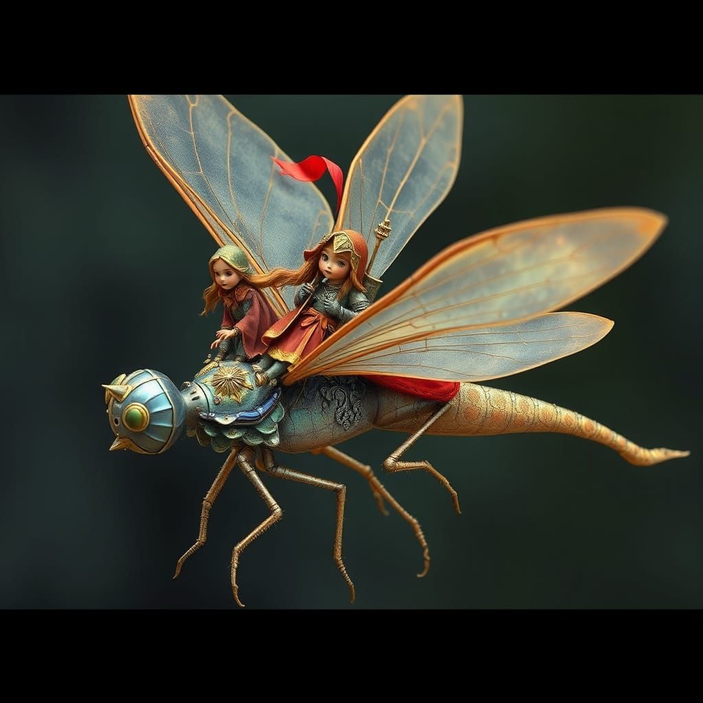 Medieval Riders on Iridescent Dragonfly Wings