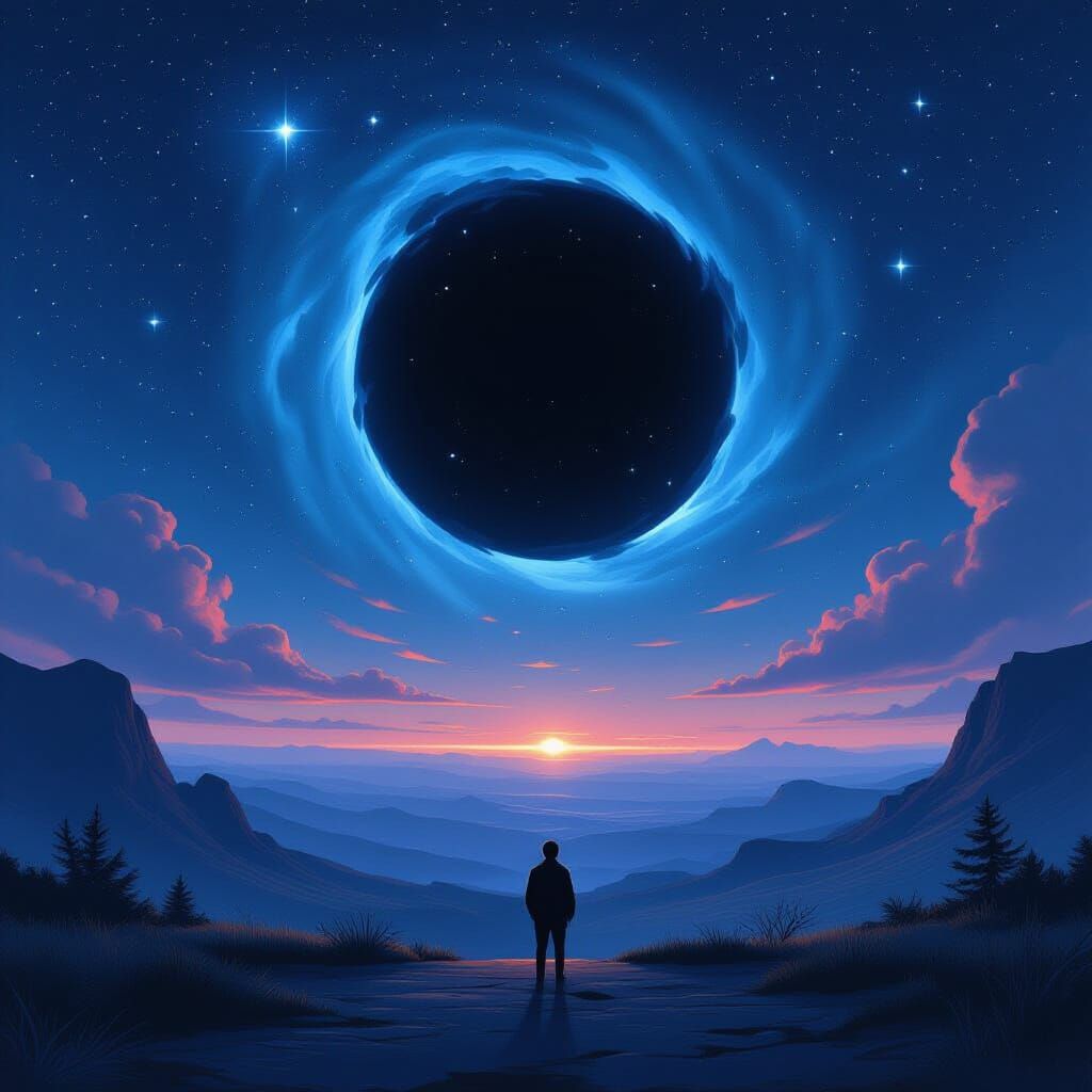 Serene Galaxy with Looming Black Hole