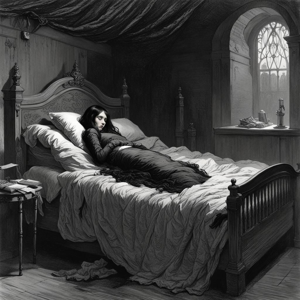 Gothic Horror: Girl Asleep in Bed