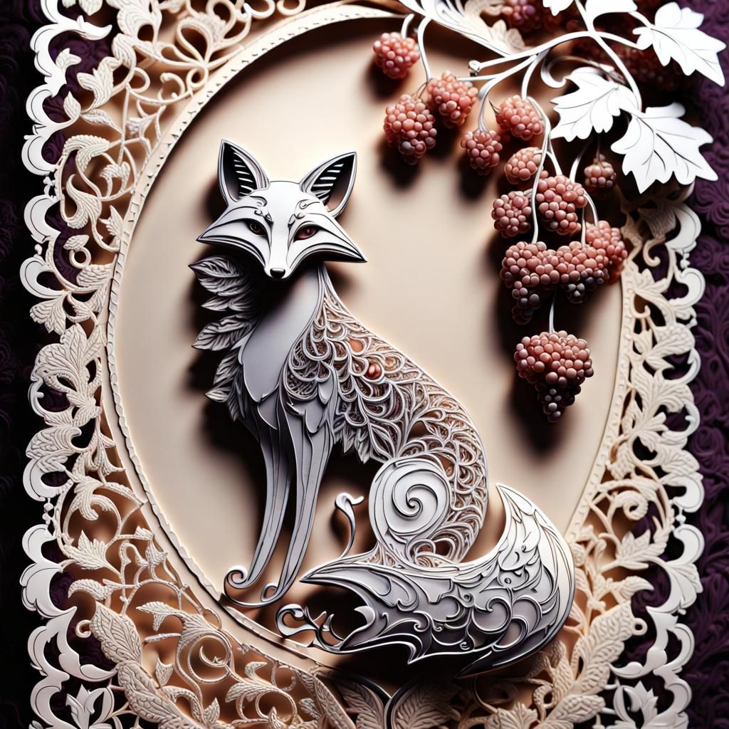 Fox and Grapes on Openwork Card